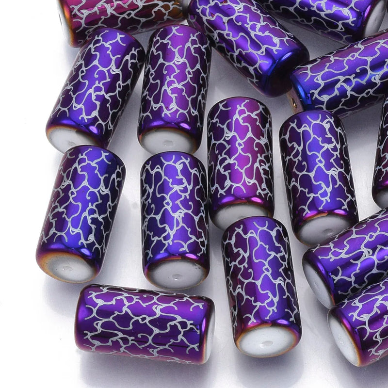 50pcs Vine Pattern Electroplate Glass Beads for Jewelry Making DIY