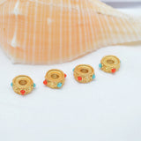 50pcs Nepal Ancient Sand Dragonfly Eye Enamel Spacer Stone Wheel Spacer