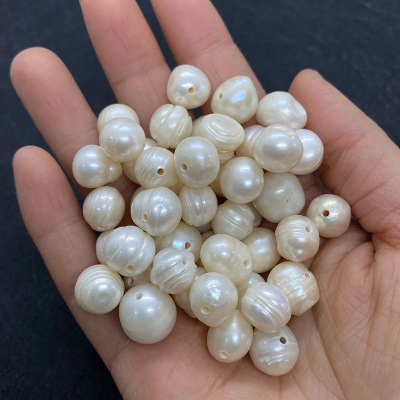 50pcs Big Hole Natural Freshwater Pearl Loose Beads Potato Shape Baroque Beads