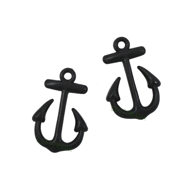 50pcs Black Plated 2 Sided Summer Charms Pendant 23x16mm