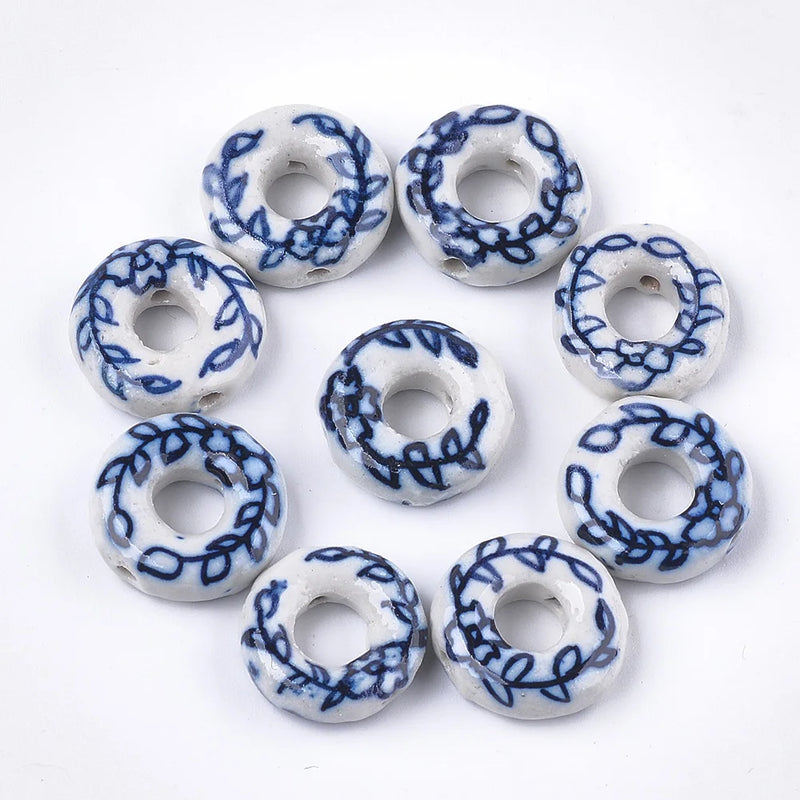 50pcs Porcelain Beads Heart Round Oval Ceramic Beads Jewelry Making
