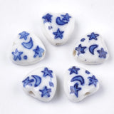 50pcs Porcelain Beads Heart Round Oval Ceramic Beads Jewelry Making