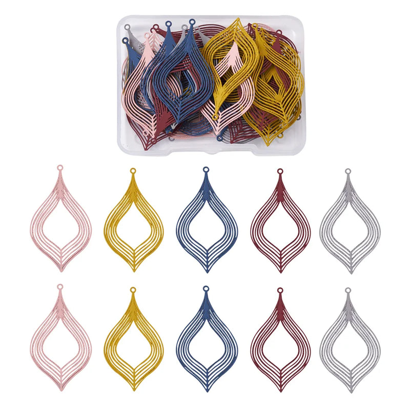 50pcs Leaf Pendants for DIY Jewelry Making Mixed Design