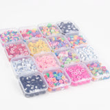50pcs Mixed Polymer Clay Beads Charms Cartoon Flower Heart Smiley Bead Jewelry
