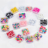 50pcs Mixed Polymer Clay Beads Charms Cartoon Flower Heart Smiley Bead Jewelry