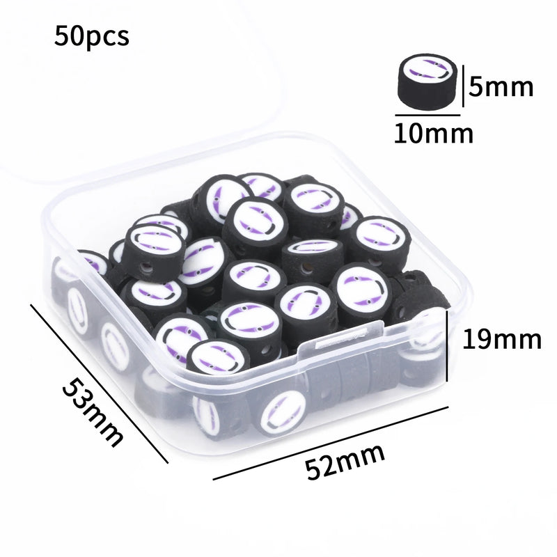 50pcs Mixed Polymer Clay Beads Charms Cartoon Flower Heart Smiley Bead Jewelry