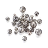 Tibetan Antique Silver Hollow Metal Beads for DIY Jewelry Making