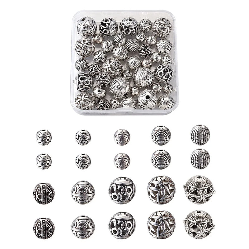 Tibetan Antique Silver Hollow Metal Beads for DIY Jewelry Making