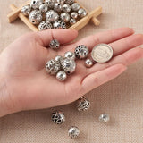 Tibetan Antique Silver Hollow Metal Beads for DIY Jewelry Making