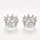 50pcs Crown Brass Beads 18K Plated CZ Large Hole Metal Spacer Bead