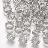 50pcs Crown Brass Beads 18K Plated CZ Large Hole Metal Spacer Bead