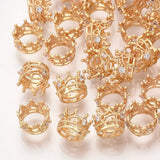 50pcs Crown Brass Beads 18K Plated CZ Large Hole Metal Spacer Bead