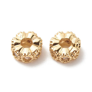50pcs Brass CZ Flower Spacer Beads Cadmium & Lead Free Golden 6x3mm