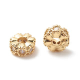 50pcs Brass CZ Flower Spacer Beads Cadmium & Lead Free Golden 6x3mm