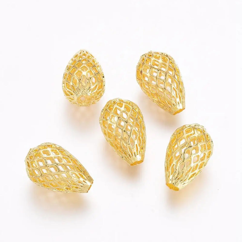 50pcs Brass Filigree Beads Hollow Loose Beads for DIY Craft Jewelry Making