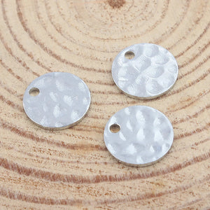50pcs Brass Hammered Charms 10mm Round Pendant Jewelry Making DIY Findings