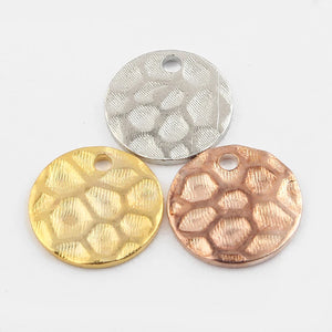 50pcs Brass Hammered Charms 10mm Round Pendant Jewelry Making DIY Findings