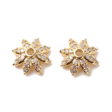 50pcs Brass CZ Multi-Petal Flower Bead Caps 10x3.5mm DIY Jewelry Making