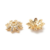 50pcs Brass CZ Multi-Petal Flower Bead Caps 10x3.5mm DIY Jewelry Making