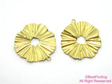 50pcs Raw Brass Earrings Charms Findings 19x17mm Wavy Round Pendant