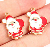50pcs Red Santa Claus Christmas Metal Charm Pendant DIY Necklace Jewelry Making