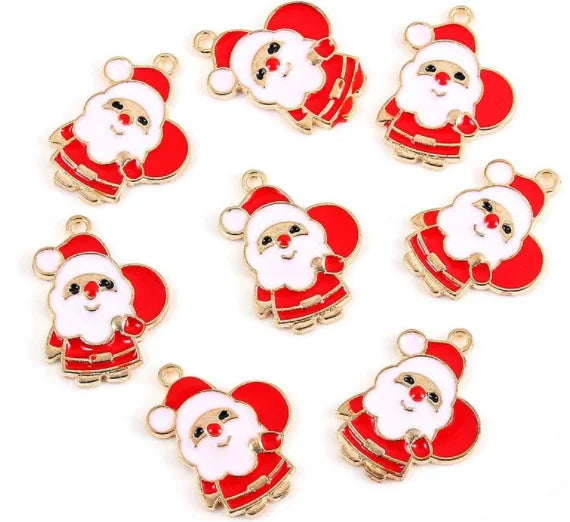 50pcs Red Santa Claus Christmas Metal Charm Pendant DIY Necklace Jewelry Making