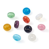 50pcs Cat Eye Stone Rondelle Large Hole Beads for DIY Charm Bracelets