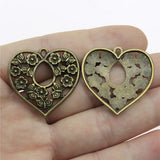 50pcs Heart Flower Charm Pendant Tibetan Bronze Silver DIY Jewelry