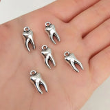 50pcs 3D Zombie Tooth Molar Charms 16x8x5mm Antique Silver Plated Pendants DIY