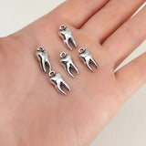 50pcs 3D Zombie Tooth Molar Charms 16x8x5mm Antique Silver Plated Pendants DIY