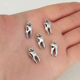 50pcs 3D Zombie Tooth Molar Charms 16x8x5mm Antique Silver Plated Pendants DIY