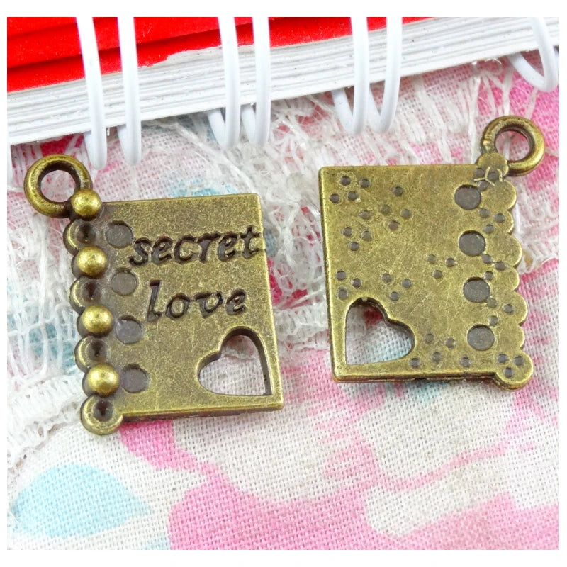 50pcs Charms Book Diary Secret Love Pendant Antique DIY Jewelry