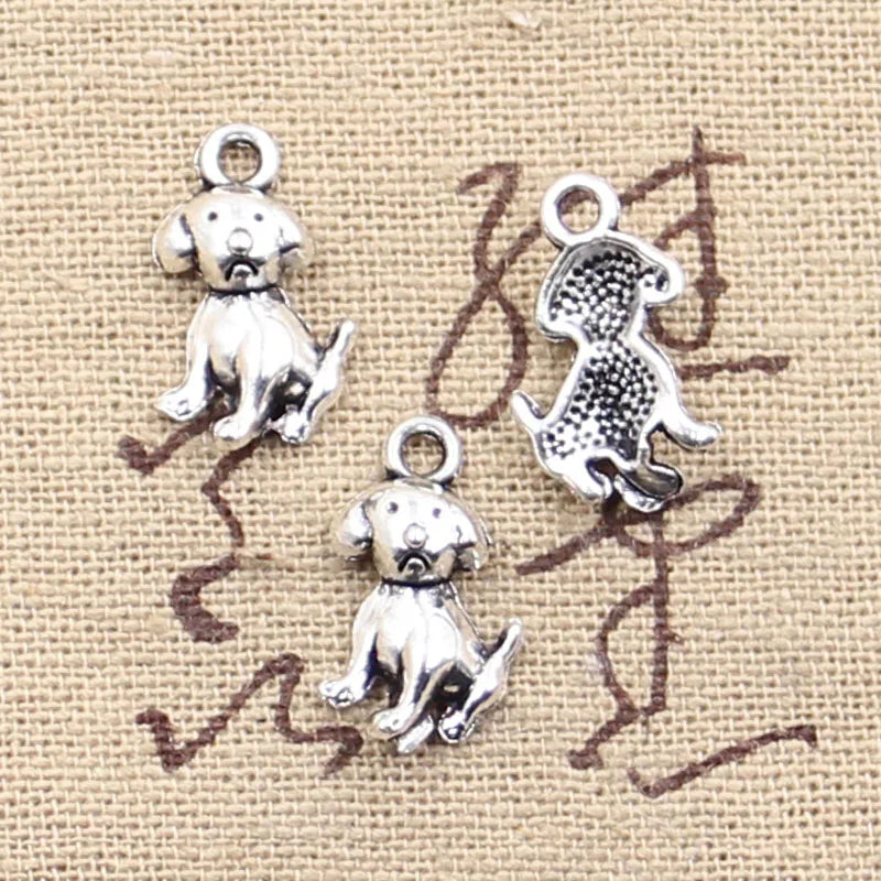 50pcs Dog Charms Antique Silver Pendants DIY Tibetan Silver Jewelry