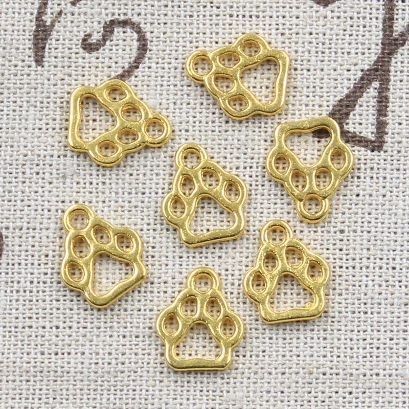 50pcs Dog Paw Charms 13x11mm Antique Bronze Silver Pendants DIY Jewelry