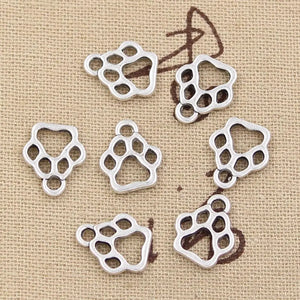 50pcs Dog Paw Charms 13x11mm Antique Bronze Silver Pendants DIY Jewelry