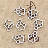 50pcs Dog Paw Charms 13x11mm Antique Bronze Silver Pendants DIY Jewelry