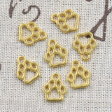 50pcs Dog Paw Charms 13x11mm Antique Bronze Silver Pendants DIY Jewelry