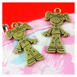 50pcs Antique Bronze Girl Charms 27.1*15MM Pendant Findings DIY Vintage Jewelry