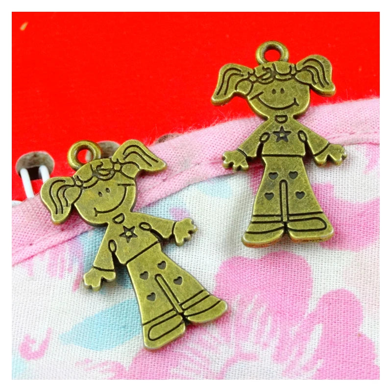 50pcs Antique Bronze Girl Charms 27.1*15MM Pendant Findings DIY Vintage Jewelry