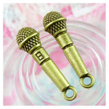 50pcs Microphone Charms Antique Bronze Pendants DIY Jewelry Making