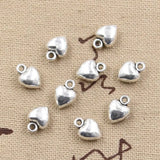 50pcs Puffy Heart Charms for Craft Pendant Making, Vintage Tibetan