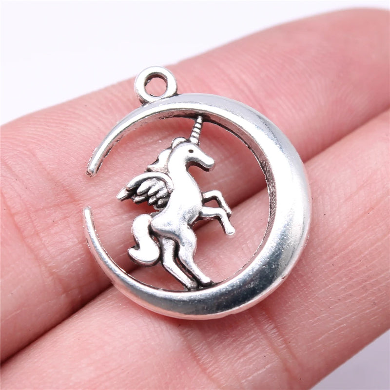 50pcs Moon Unicorn Charms Jewelry Making DIY Findings 25x22mm