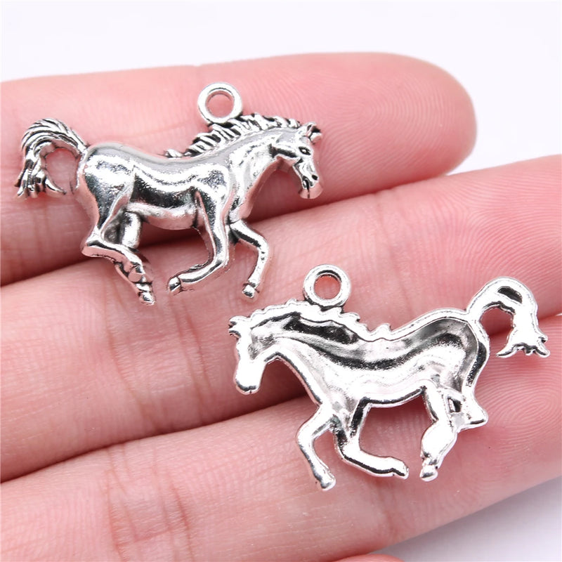 50pcs Horse Charms Antique Silver for DIY Jewelry Making