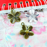 50pcs Flower Charms 22x19mm Antique Bronze & Silver Plated Pendants DIY