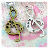 50pcs Musical Note Charms 36x17mm Bronze Pendants DIY Jewelry Making