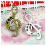 50pcs Musical Note Charms 36x17mm Bronze Pendants DIY Jewelry Making