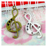 50pcs Musical Note Charms 36x17mm Bronze Pendants DIY Jewelry Making