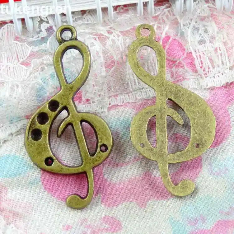 50pcs Musical Note Charms 36x17mm Bronze Pendants DIY Jewelry Making
