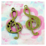 50pcs Musical Note Charms 36x17mm Bronze Pendants DIY Jewelry Making