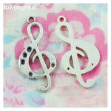 50pcs Musical Note Charms 36x17mm Bronze Pendants DIY Jewelry Making